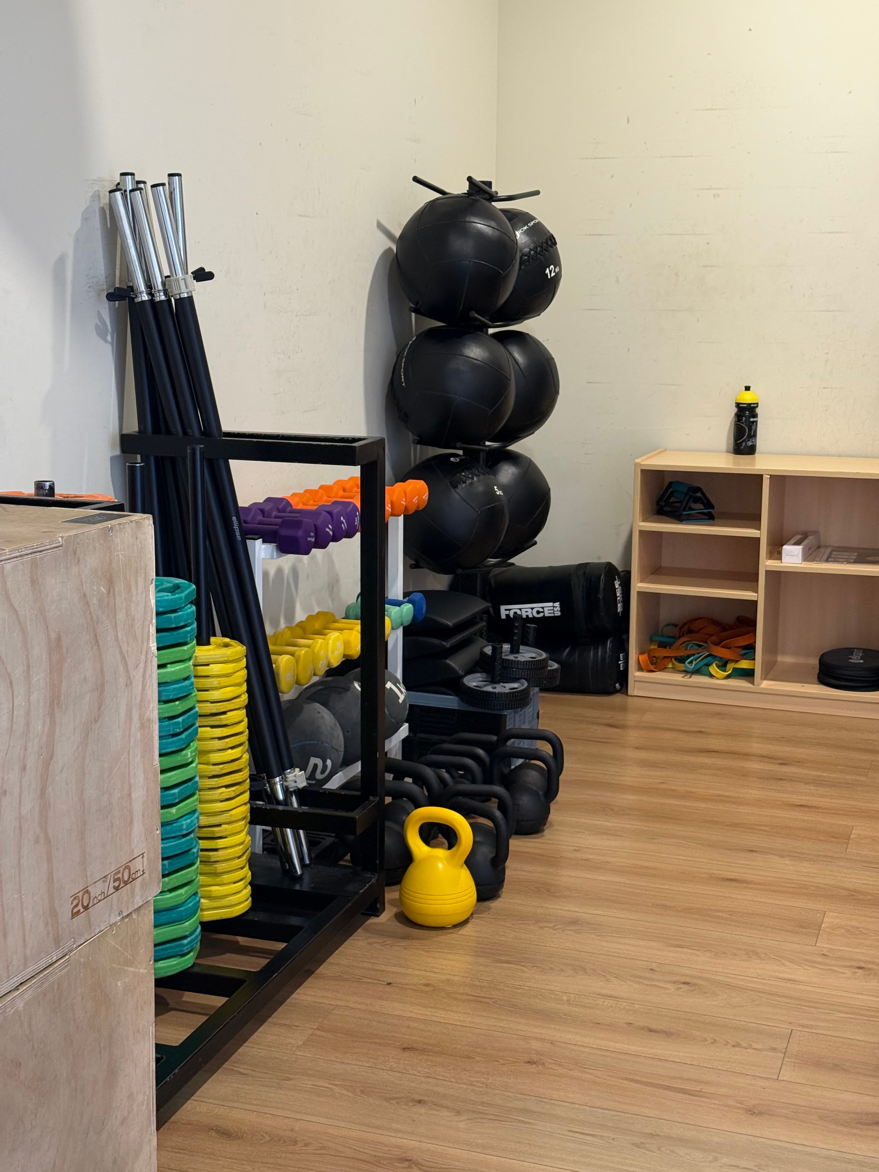 Material: kettlebells i pilotes